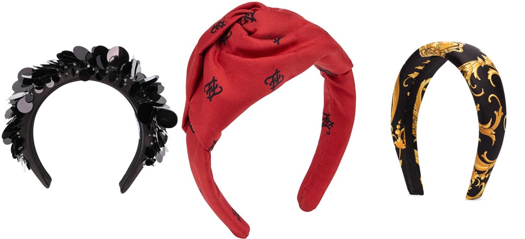 Vintage.Cerchietto per capelli in velluto nero, decorato con perline